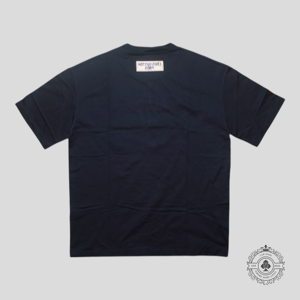 T-shirt brodé de perles Louis Vuitton noir et argent