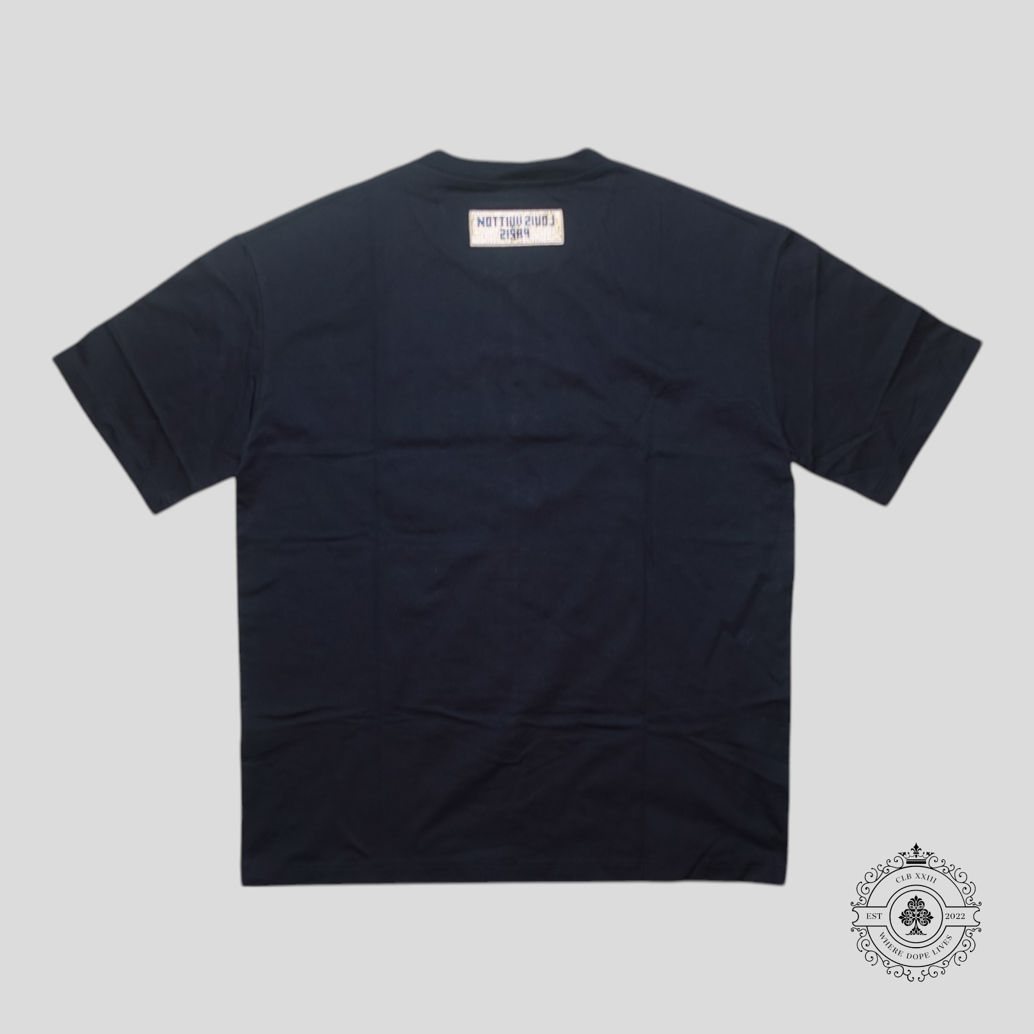 T-shirt brodé de perles Louis Vuitton noir et argent