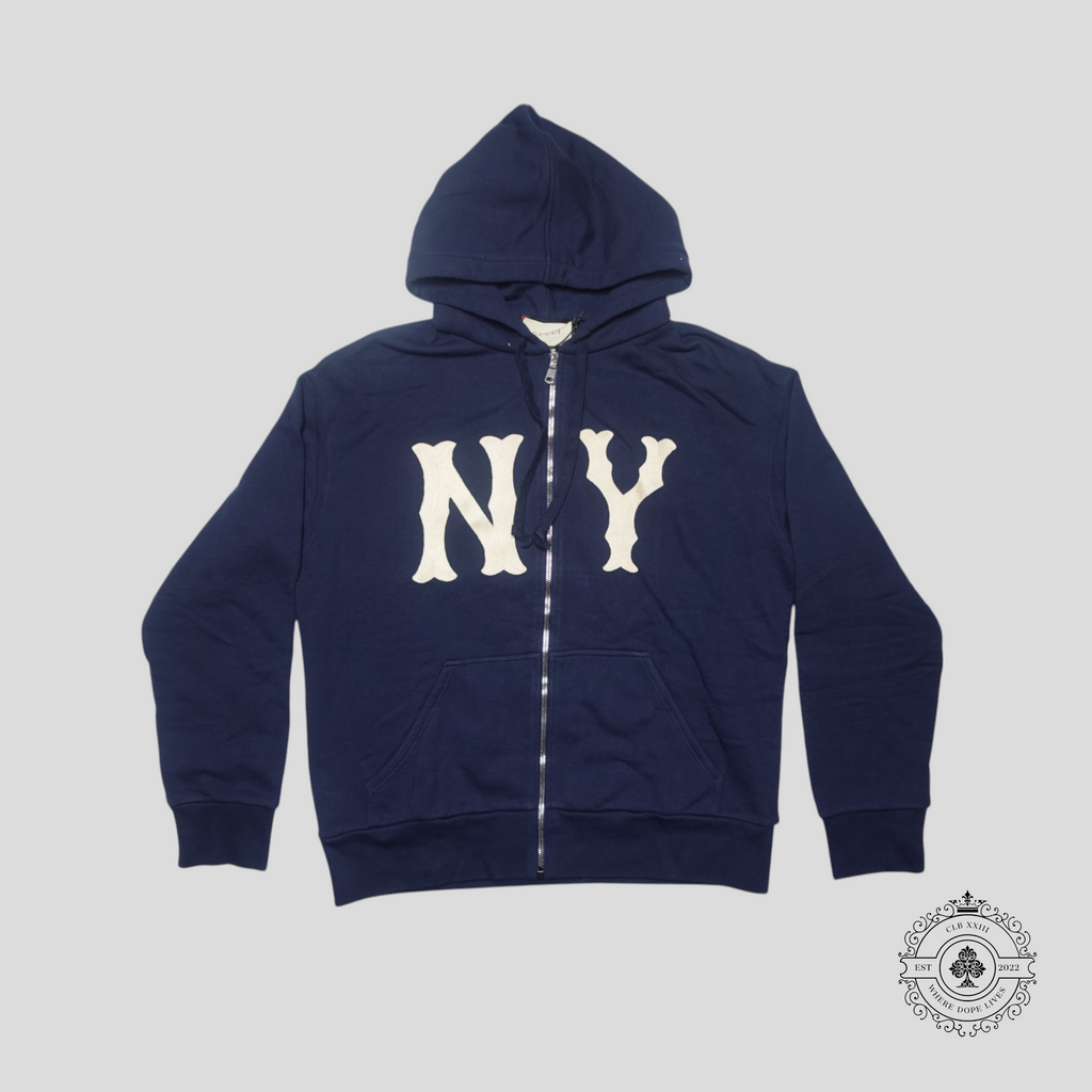 Sweat à capuche zippé Gucci New York Yankees en bleu marine