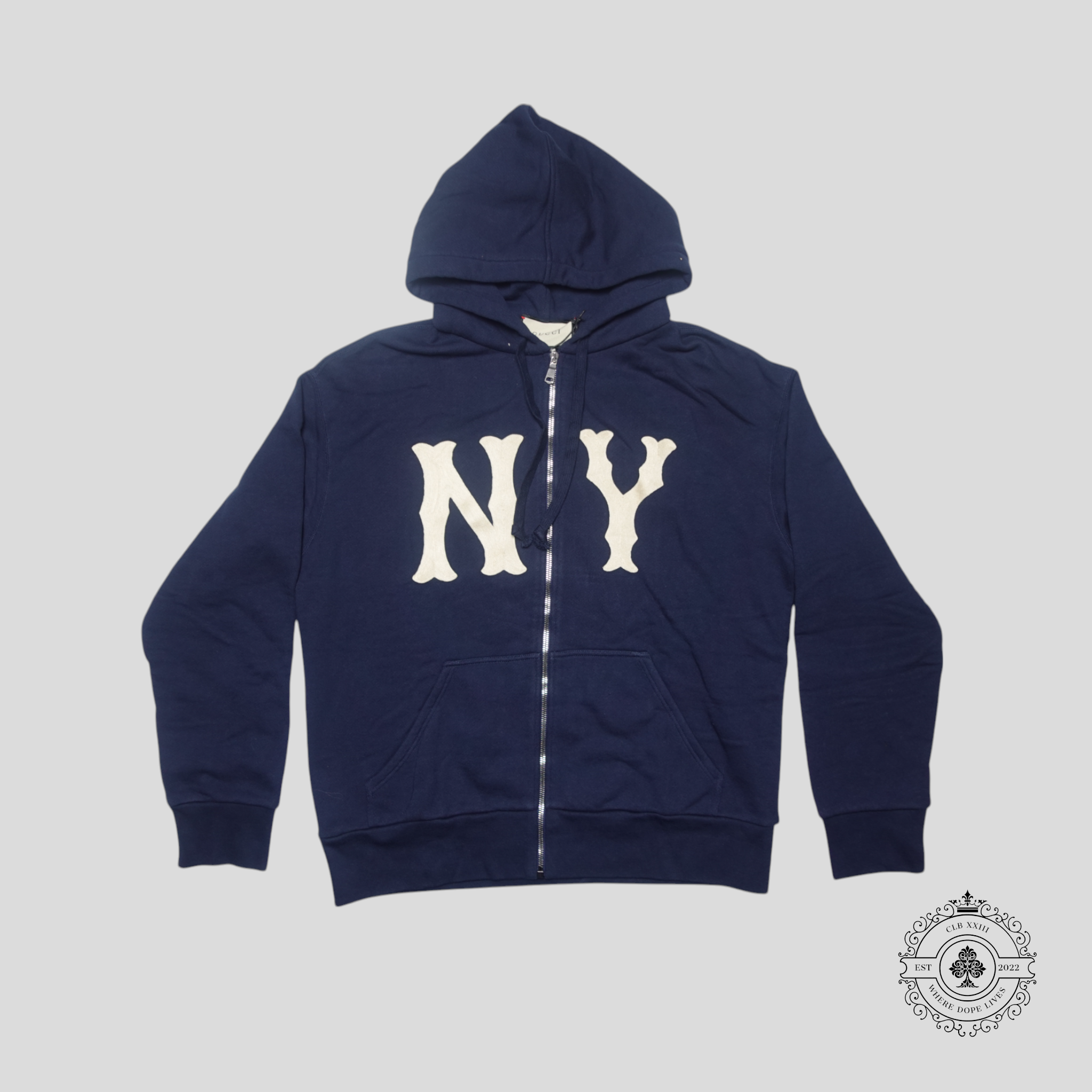 Sweat à capuche zippé Gucci New York Yankees en bleu marine
