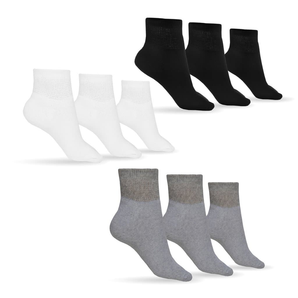 Chaussettes de cheville diabétiques en coton pour hommes (assorties)