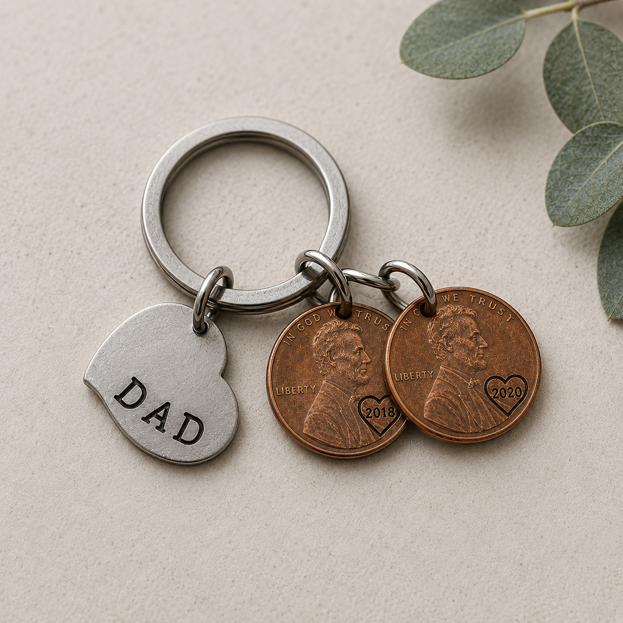 Porte-clés personnalisable Papa (pièce de monnaie)