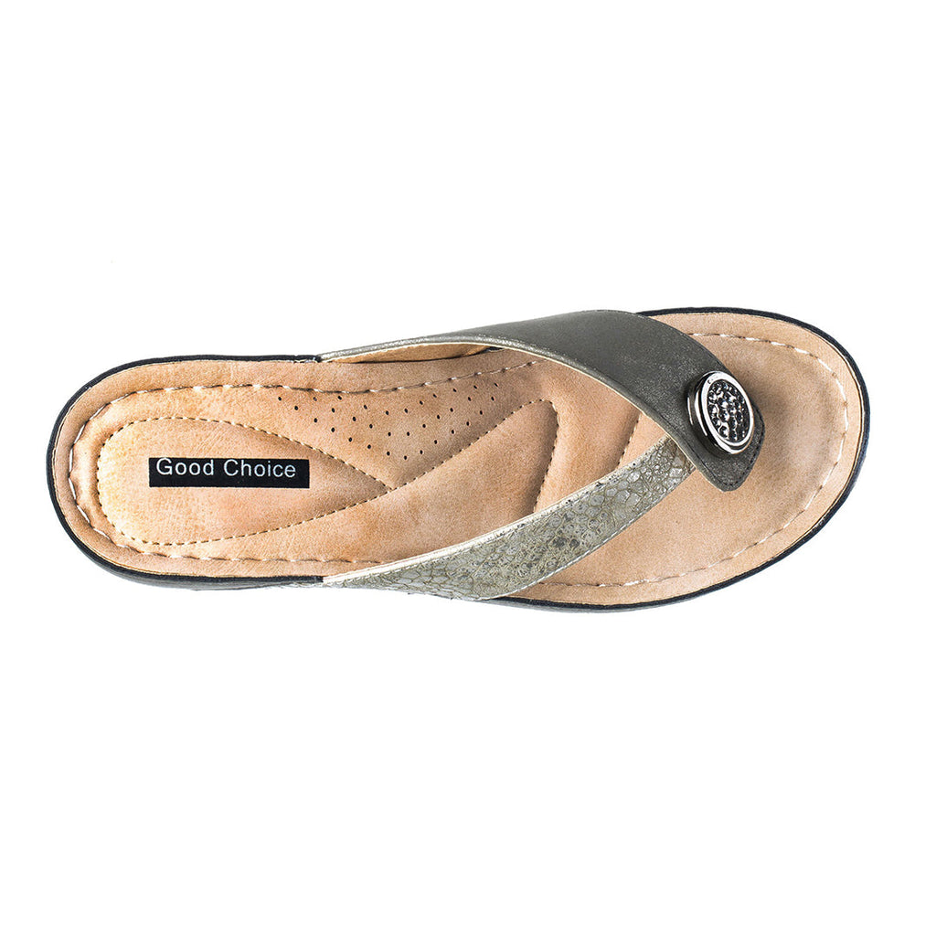Sandales compensées Dafni kaki pour femme