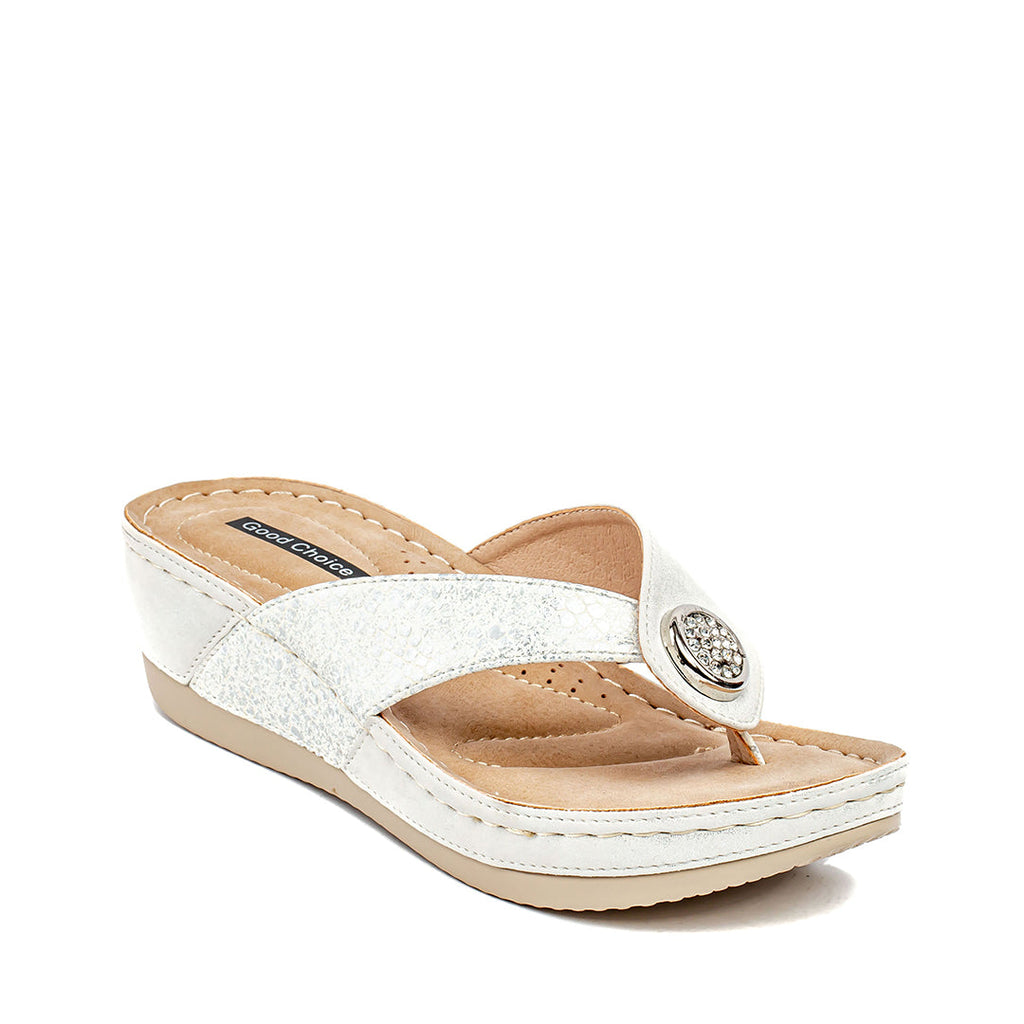 Sandales compensées blanches Dafni pour femme