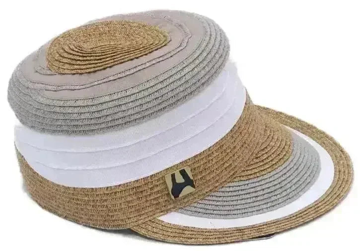 Visière Ruban Gris - Visière de Soleil Réglable en Paille Toyo | Femstylo