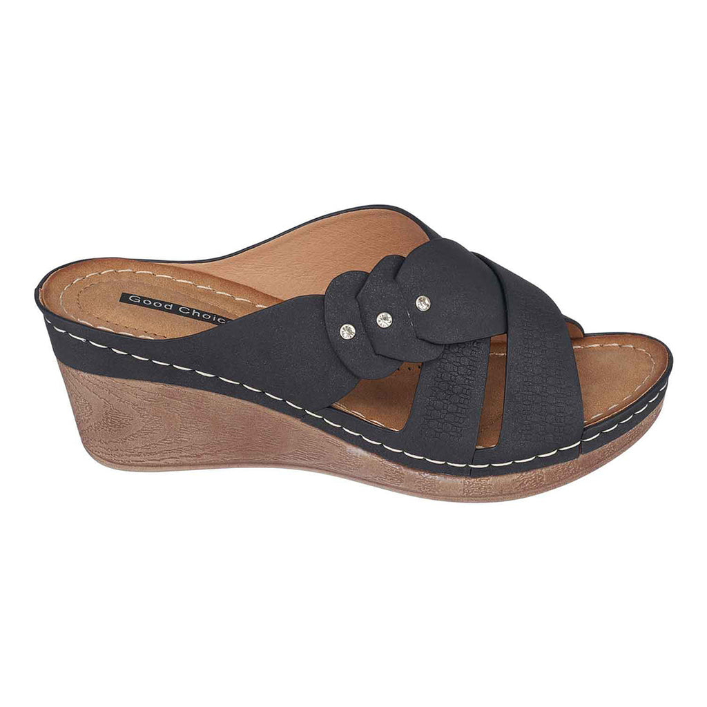 Sandales compensées noires Dorty
