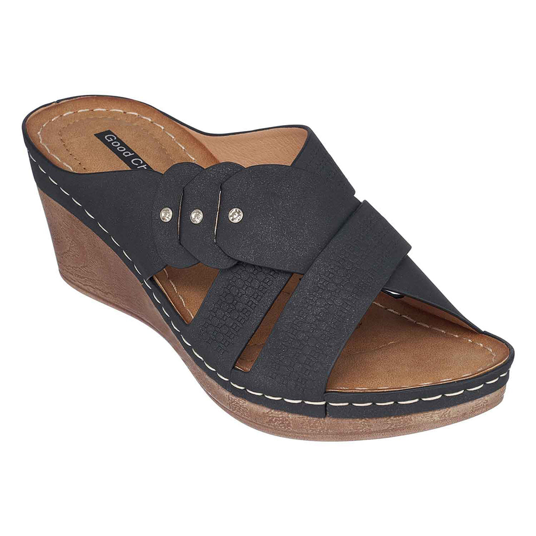 Sandales compensées noires Dorty