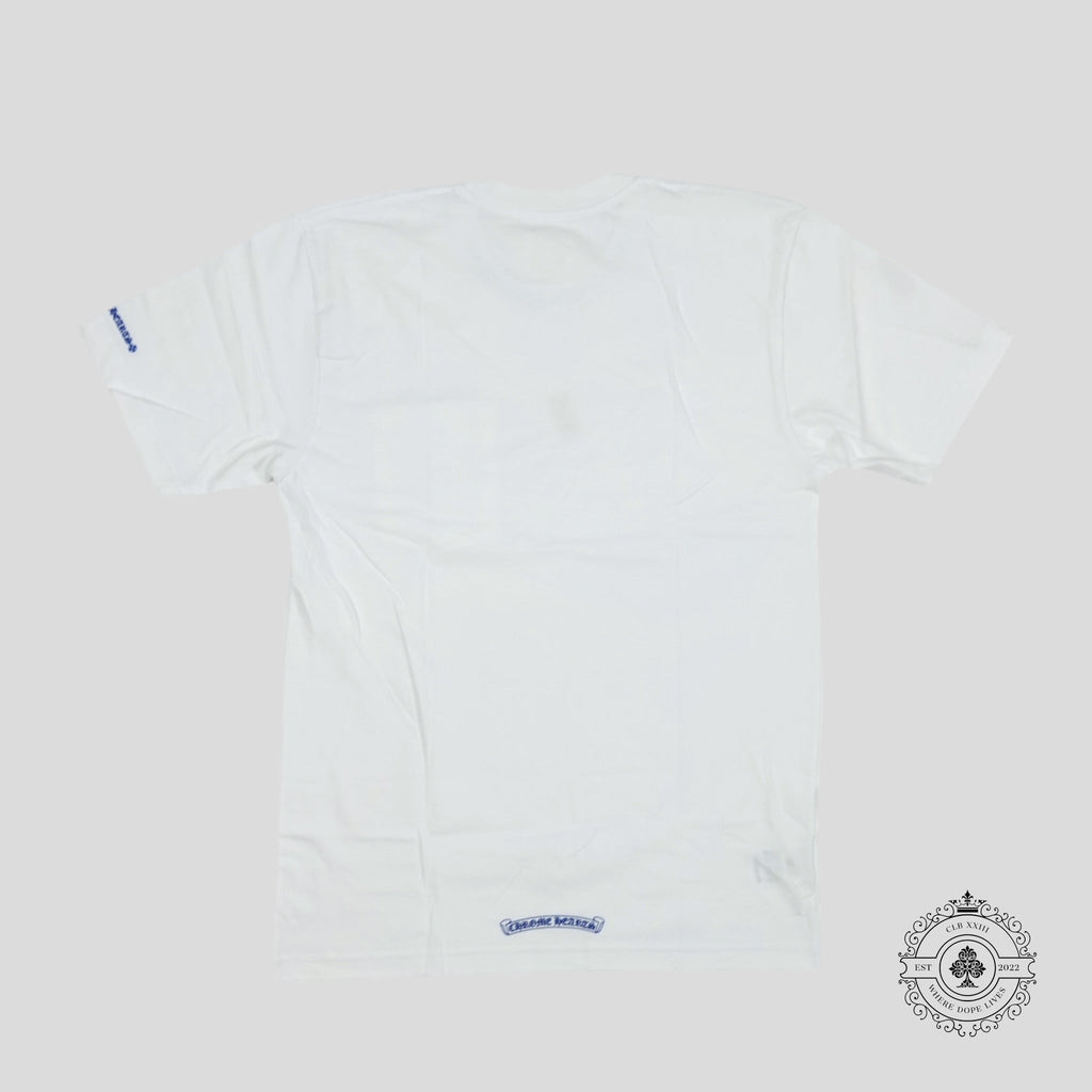 T-shirt Chrome Hearts avec logo sur le col blanc/bleu