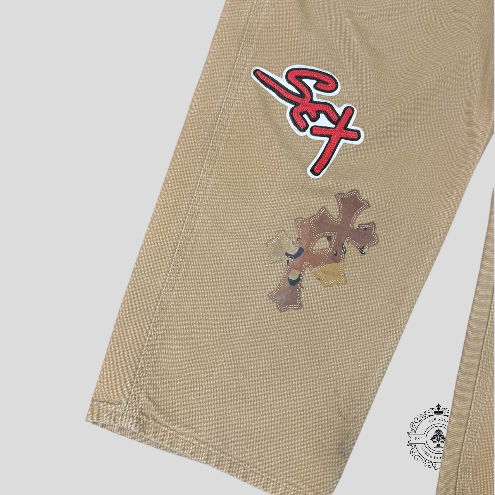 Pantalon cargo Chrome Hearts Sex Records à patchs