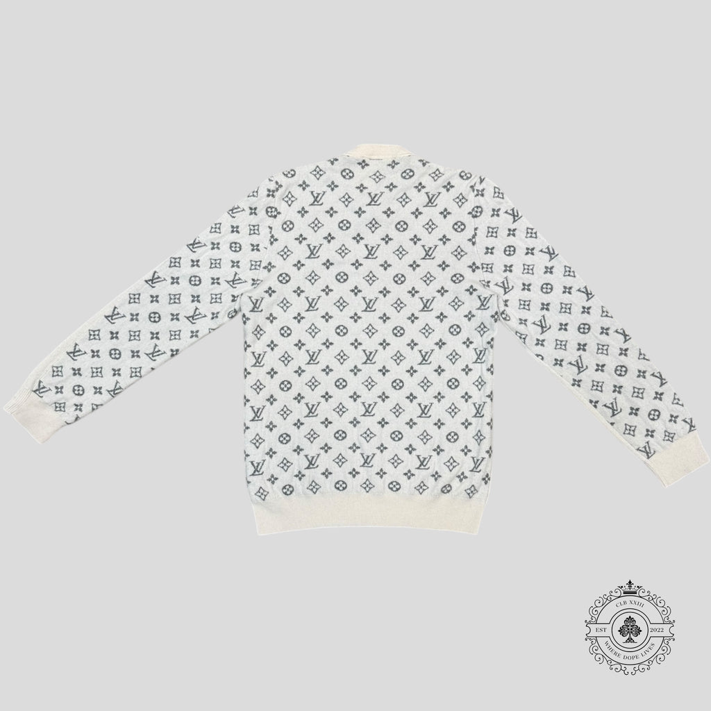 Pull Louis Vuitton en cachemire blanc avec demi-monogramme