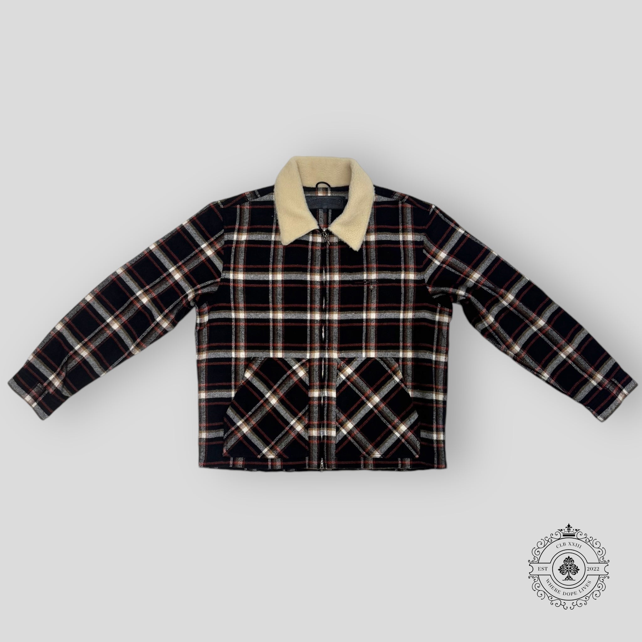 Blouson zippé Chrome Hearts à col en peau lainée