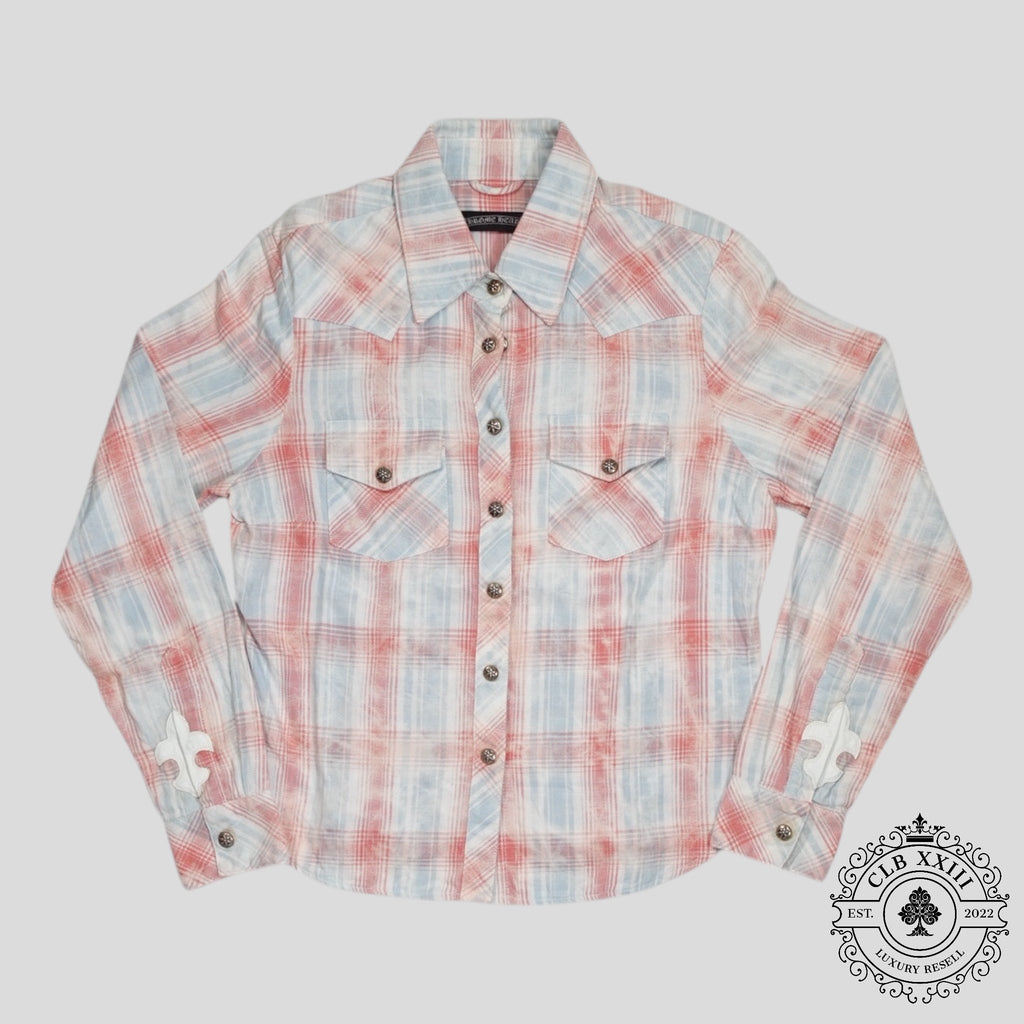 Chemise en flanelle Chrome Hearts pour femme, motif Fleur, rouge/bleu