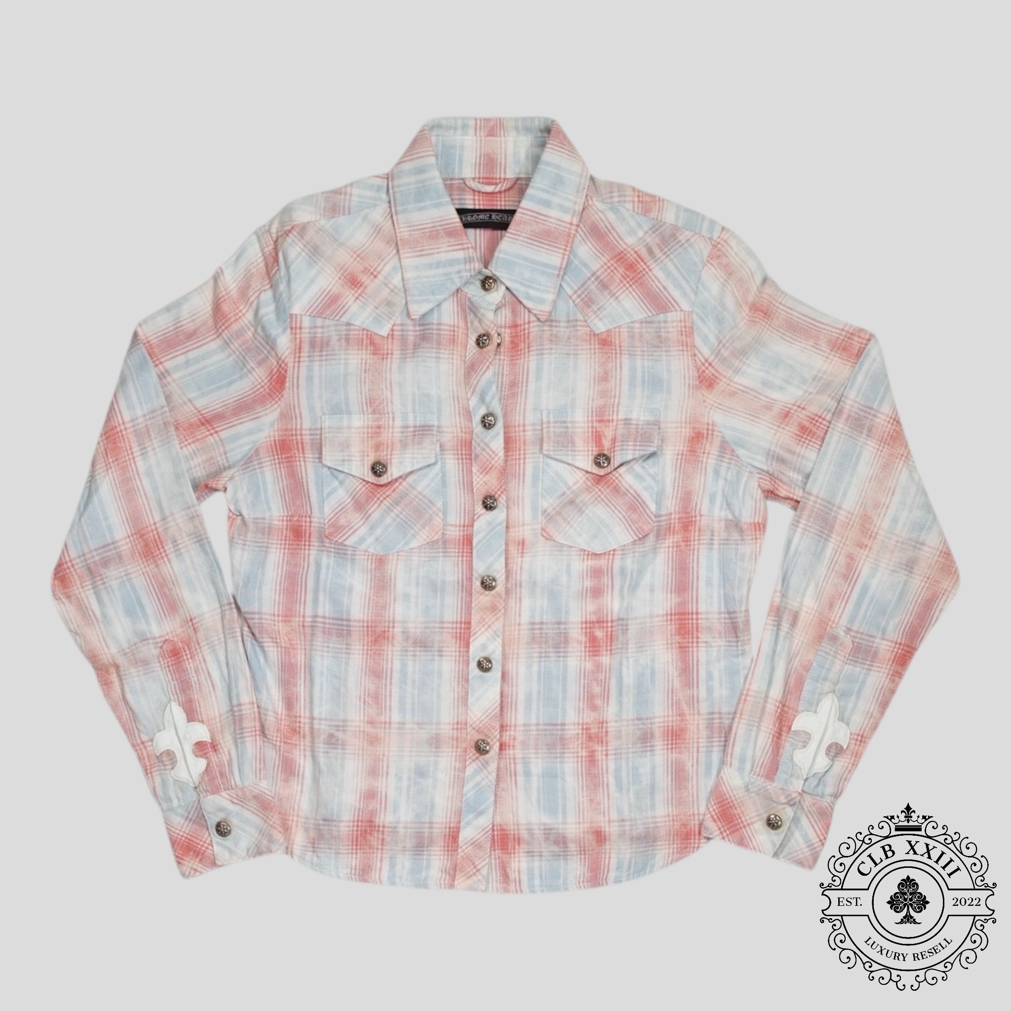 Chemise en flanelle Chrome Hearts pour femme, motif Fleur, rouge/bleu