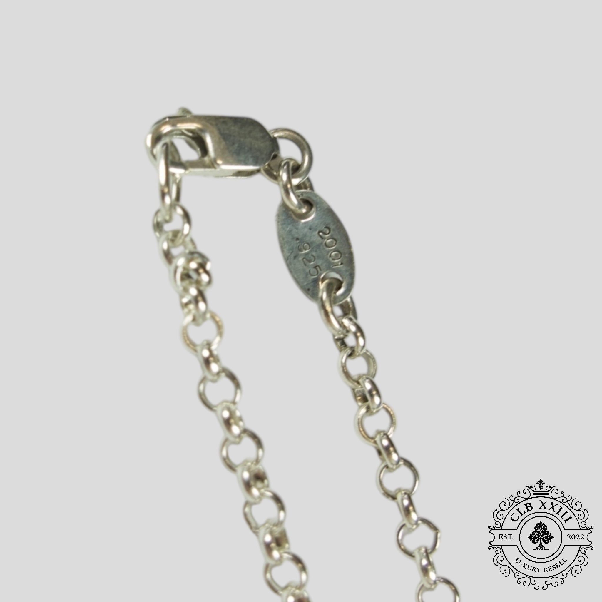 Collier trombone Chrome Hearts avec diamants en argent