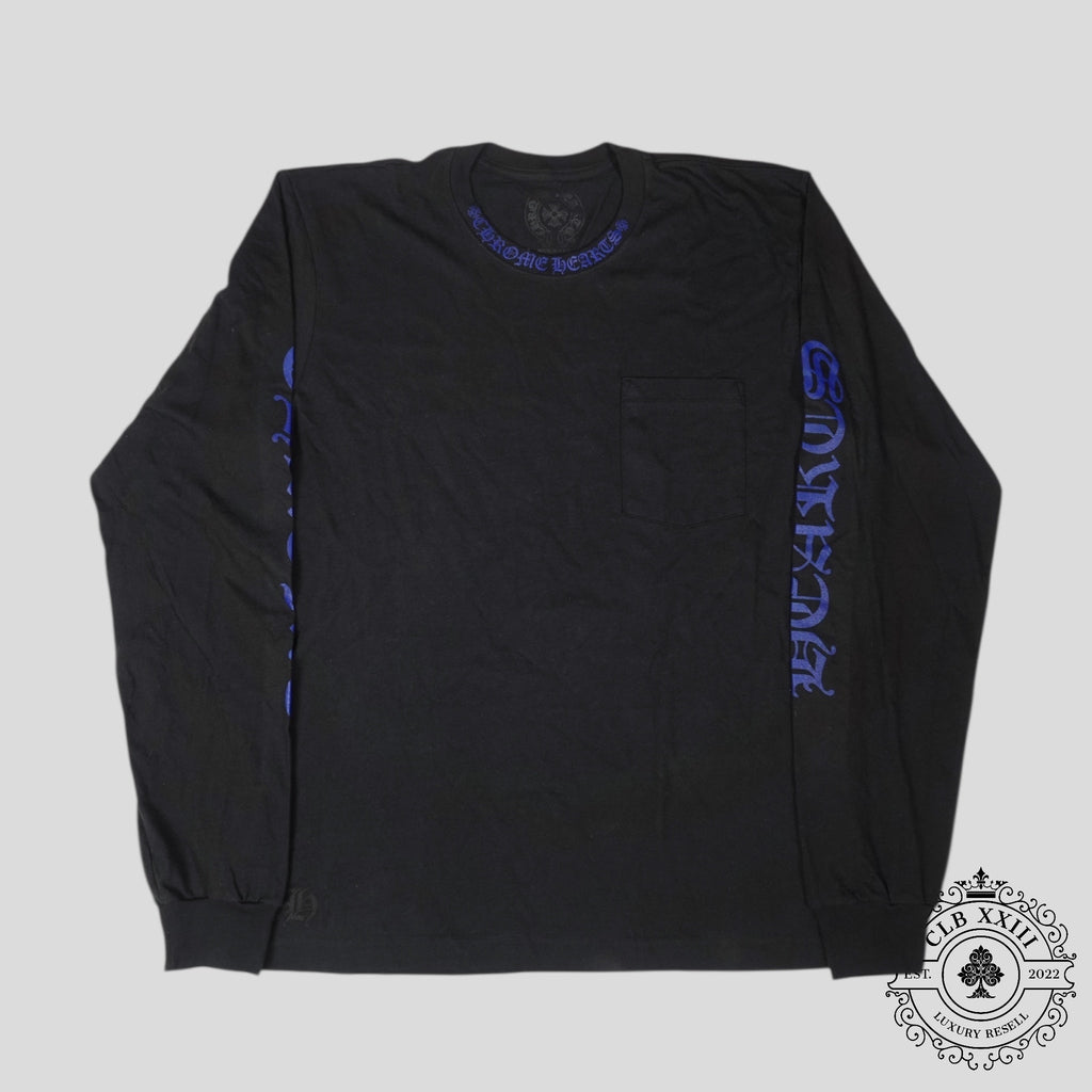 Haut à manches longues Chrome Hearts Neck Logo Noir/Bleu
