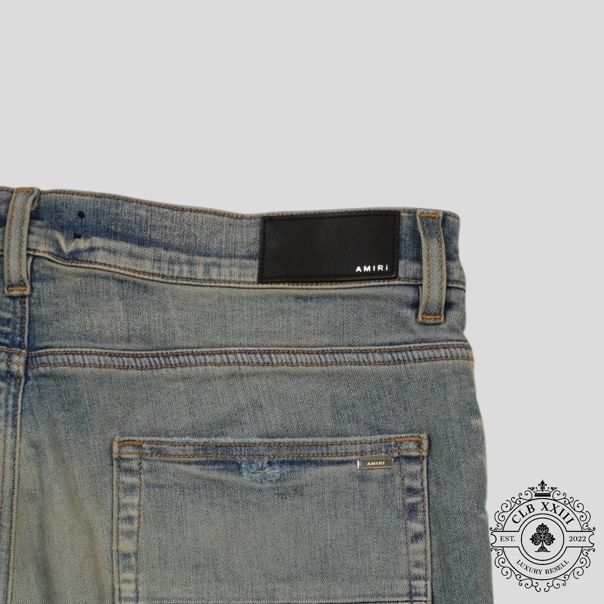 Jean Amiri MX1 à Patchs Écossais en Indigo Argile/Rouge