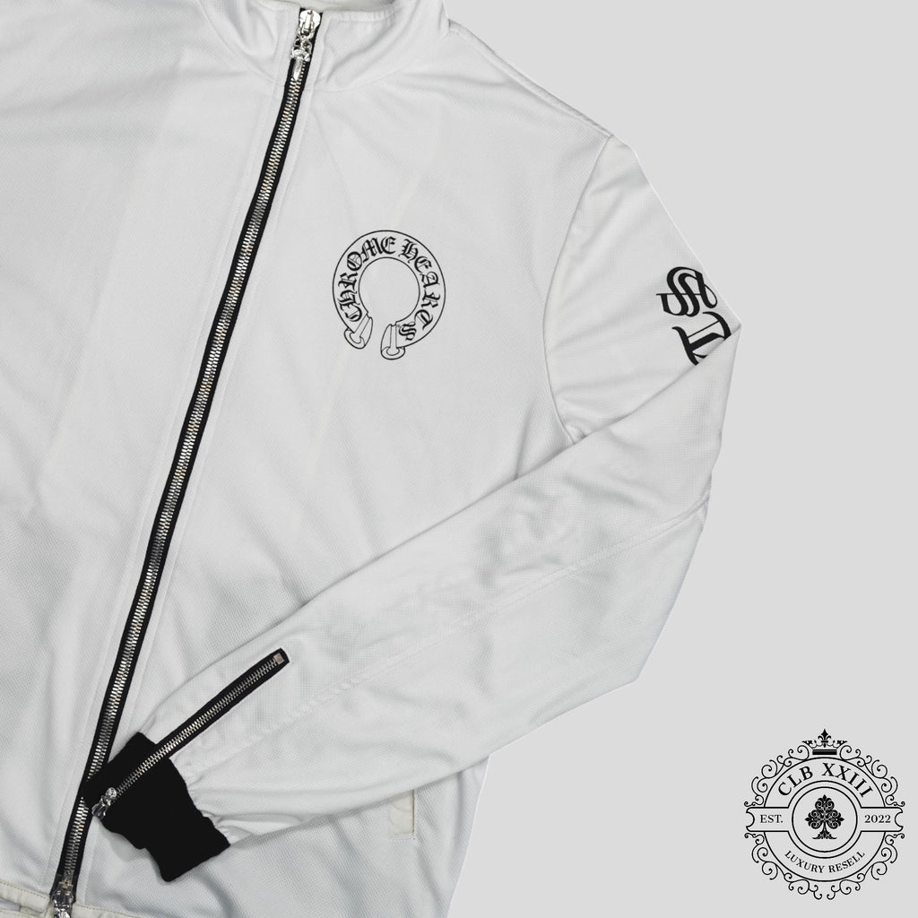 Veste de survêtement en maille Chrome Hearts Horseshoe Logo Blanche