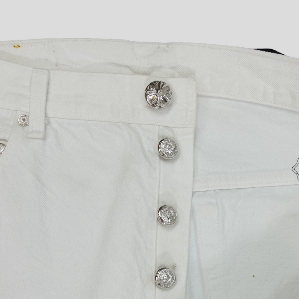 Jean Chrome Hearts Levis Cross Patch Blanc / Léopard