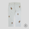 Jean Chrome Hearts Levis Cross Patch Blanc / Léopard