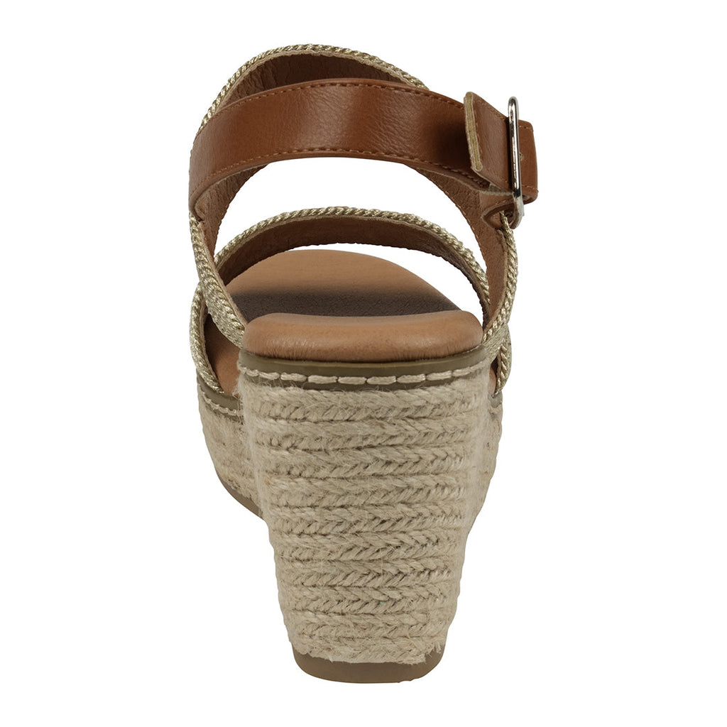 Sandales compensées espadrilles Ellis Gold métallisé à double bride et à lanière arrière