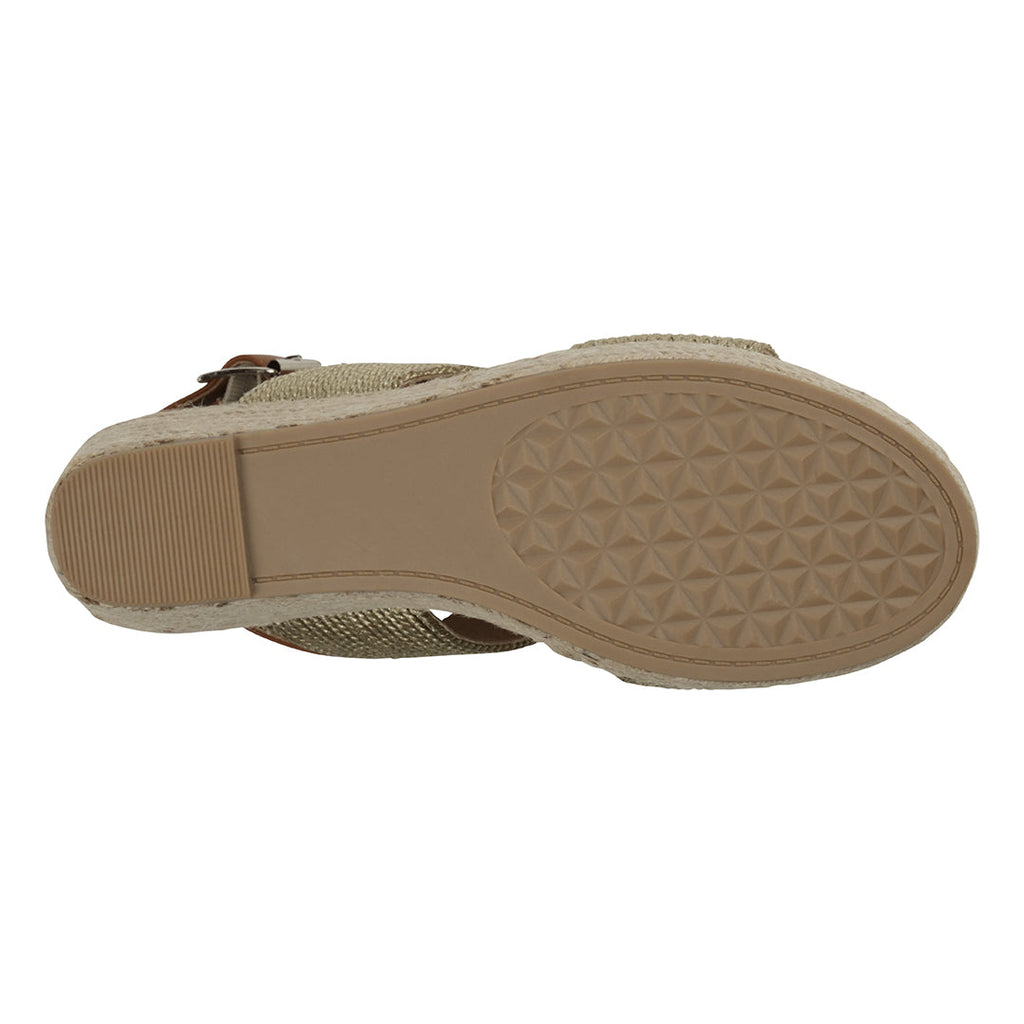 Sandales compensées espadrilles Ellis Gold métallisé à double bride et à lanière arrière