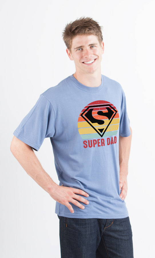T-shirt à manches courtes en viscose de bambou et coton biologique avec motif pour homme "Super Papa"