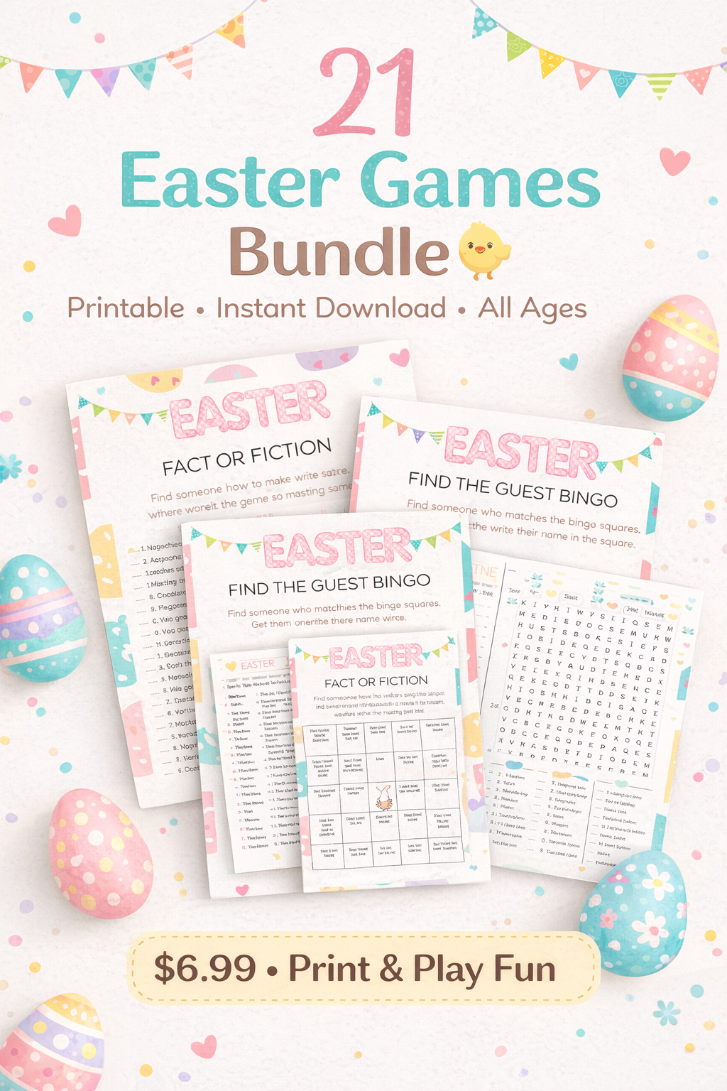Easter Game Bundle (21 Games) – Printable Party Pack for Kids & Adults | Instant Download