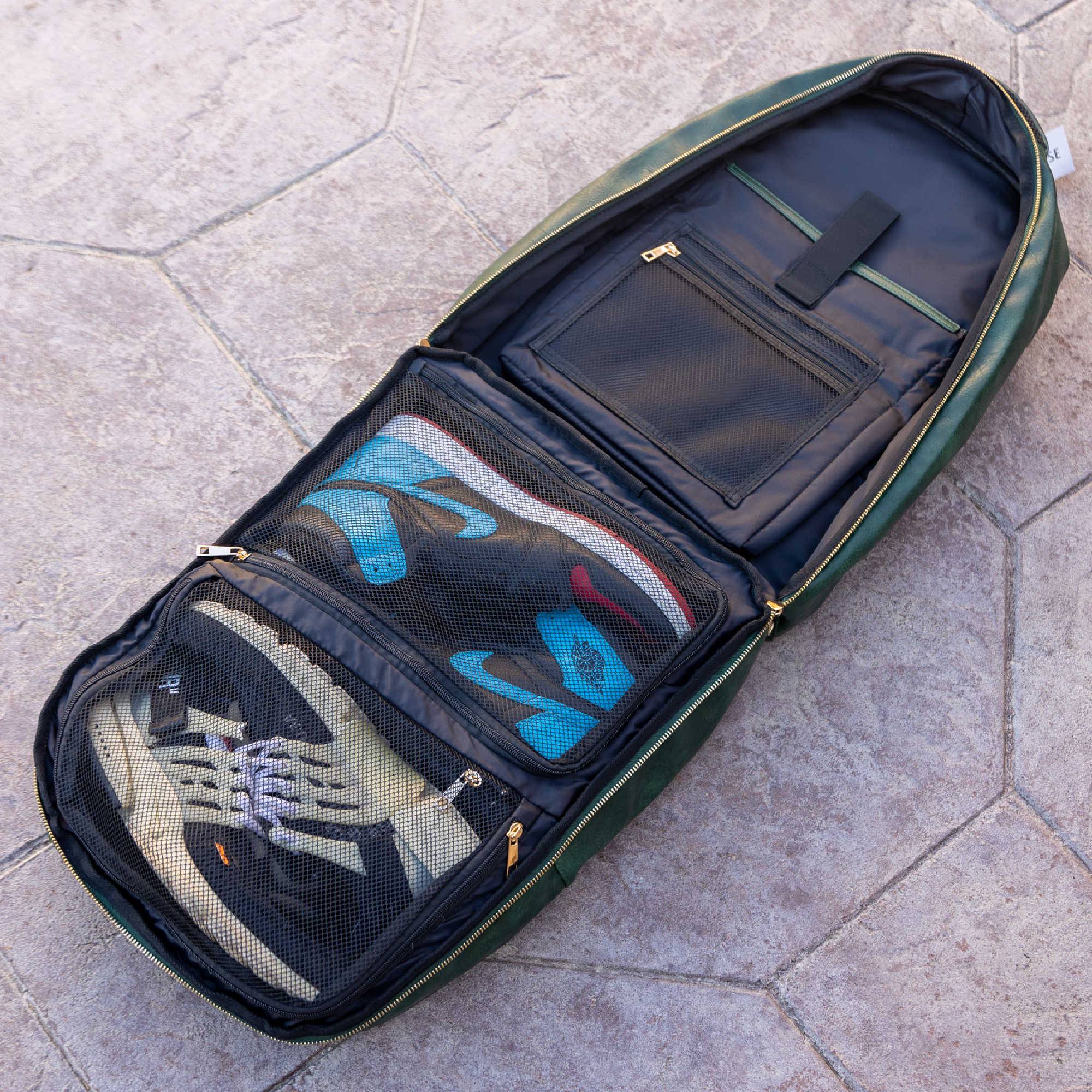 Sac bandoulière en cuir vert émeraude (Grand format)
