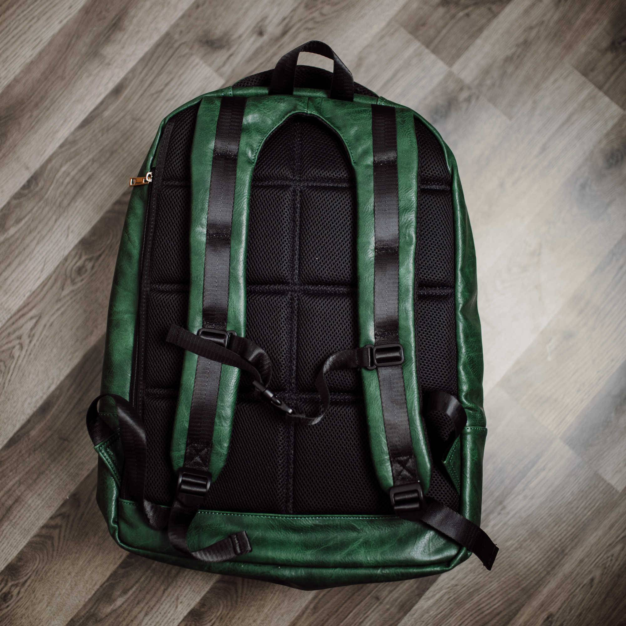 Sac bandoulière en cuir vert émeraude (Grand format)