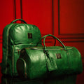 Ensemble de 2 sacs en cuir vert émeraude (sac à dos de banlieue et sac polochon)