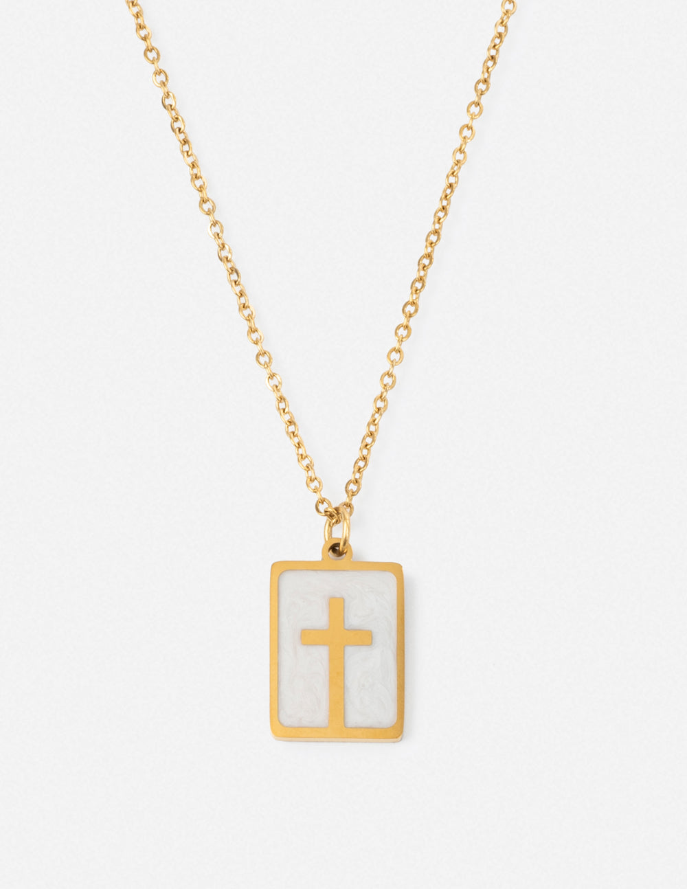 Collier croix en émail