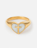 Bague croix cœur en émail