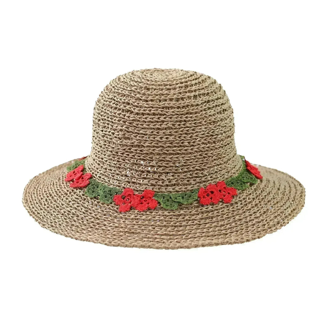 Chapeau de soleil bohème EVIE – Chapeau de paille tissé à la main | Femstylo