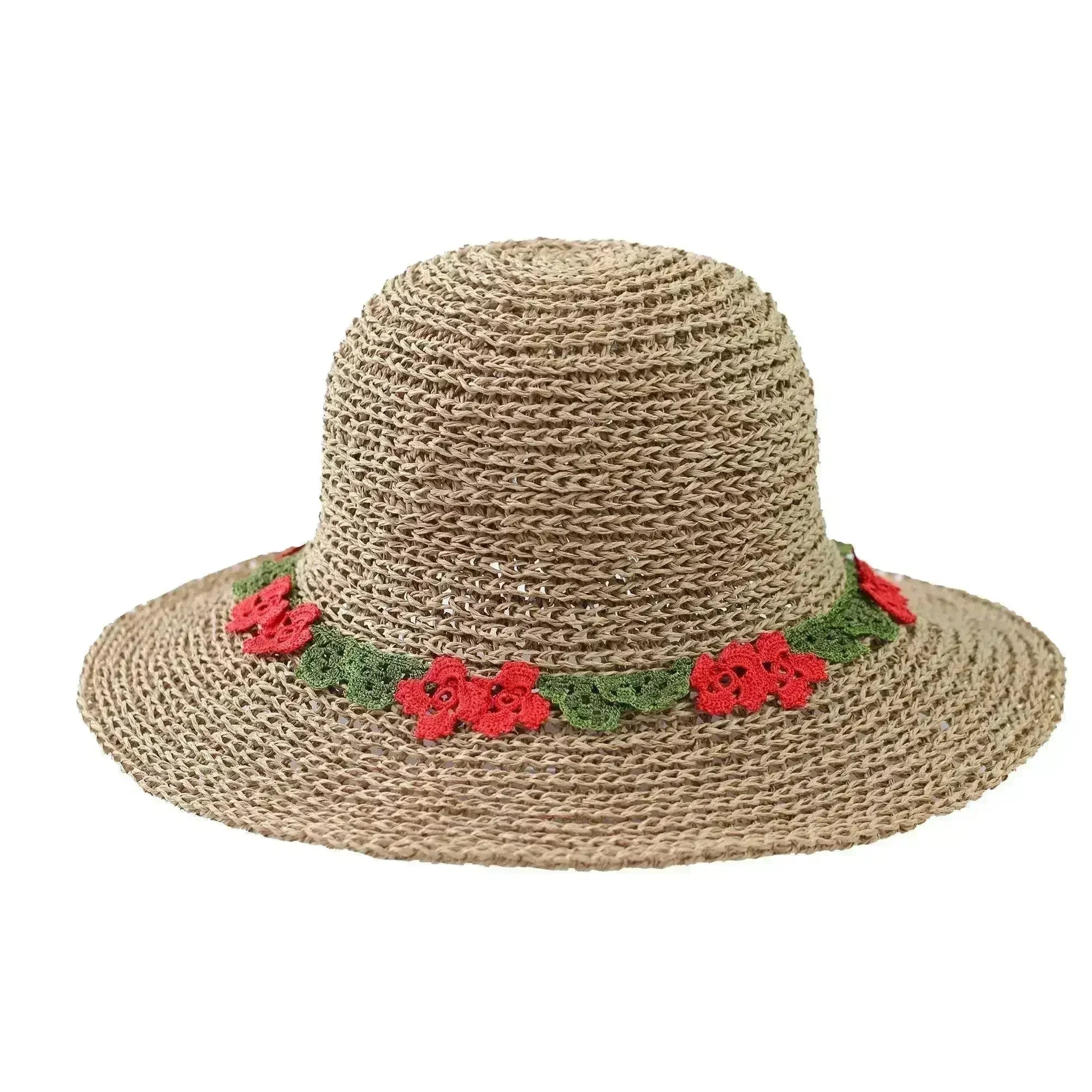 Chapeau de soleil bohème EVIE – Chapeau de paille tissé à la main | Femstylo
