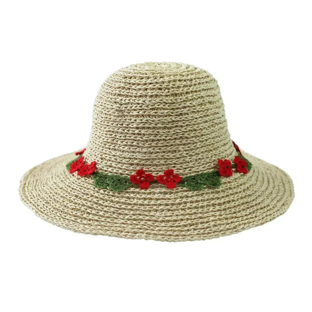 Chapeau de soleil bohème EVIE – Chapeau de paille tissé à la main | Femstylo