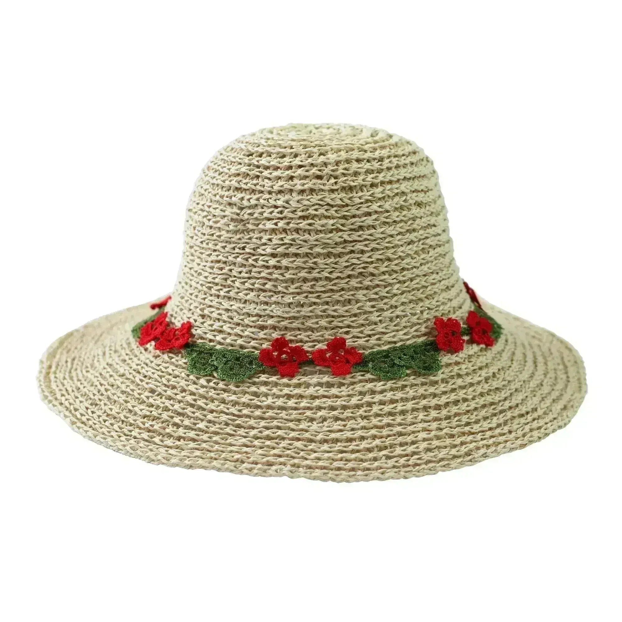Chapeau de soleil bohème EVIE – Chapeau de paille tissé à la main | Femstylo
