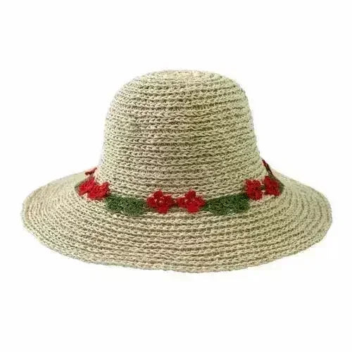 Chapeau de soleil bohème EVIE – Chapeau de paille tissé à la main | Femstylo