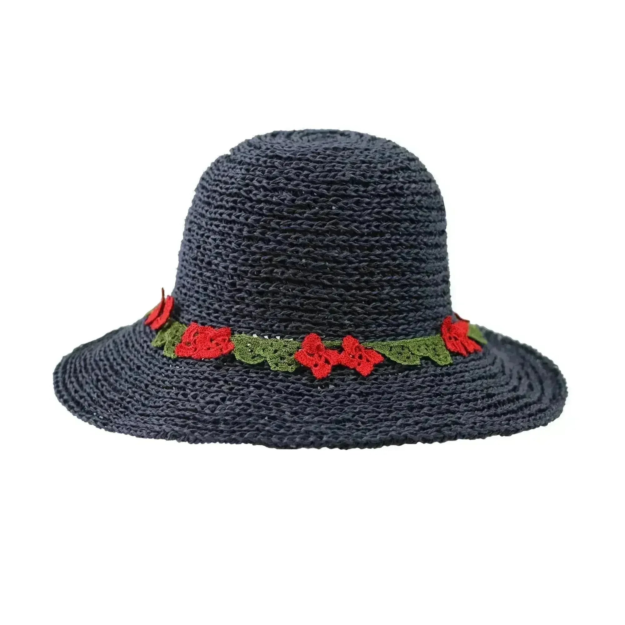 Chapeau de soleil bohème EVIE – Chapeau de paille tissé à la main | Femstylo