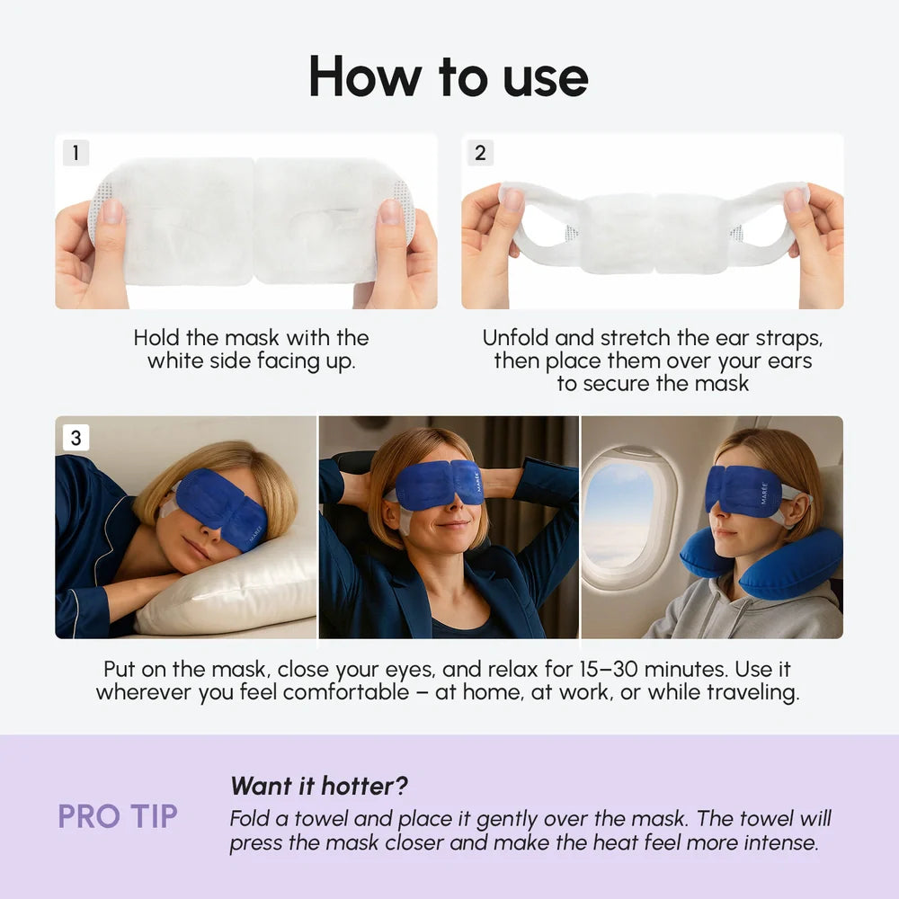 Masque oculaire vapeur parfumé pour le spa