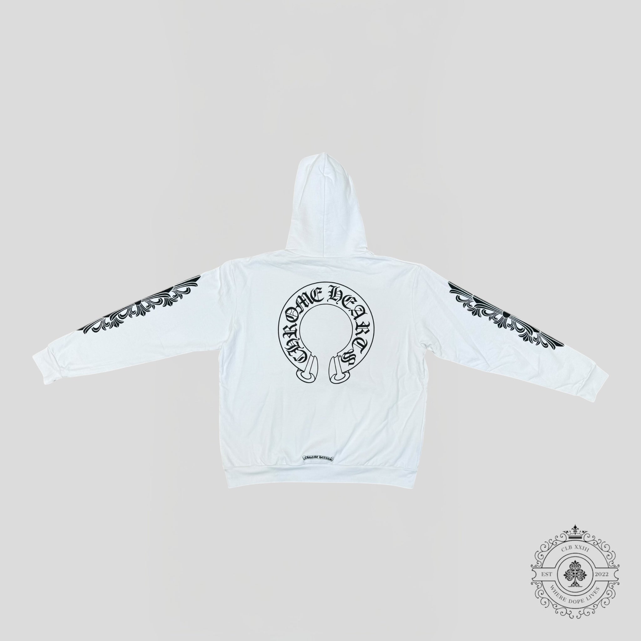 Sweat à capuche Chrome Hearts motif fer à cheval blanc