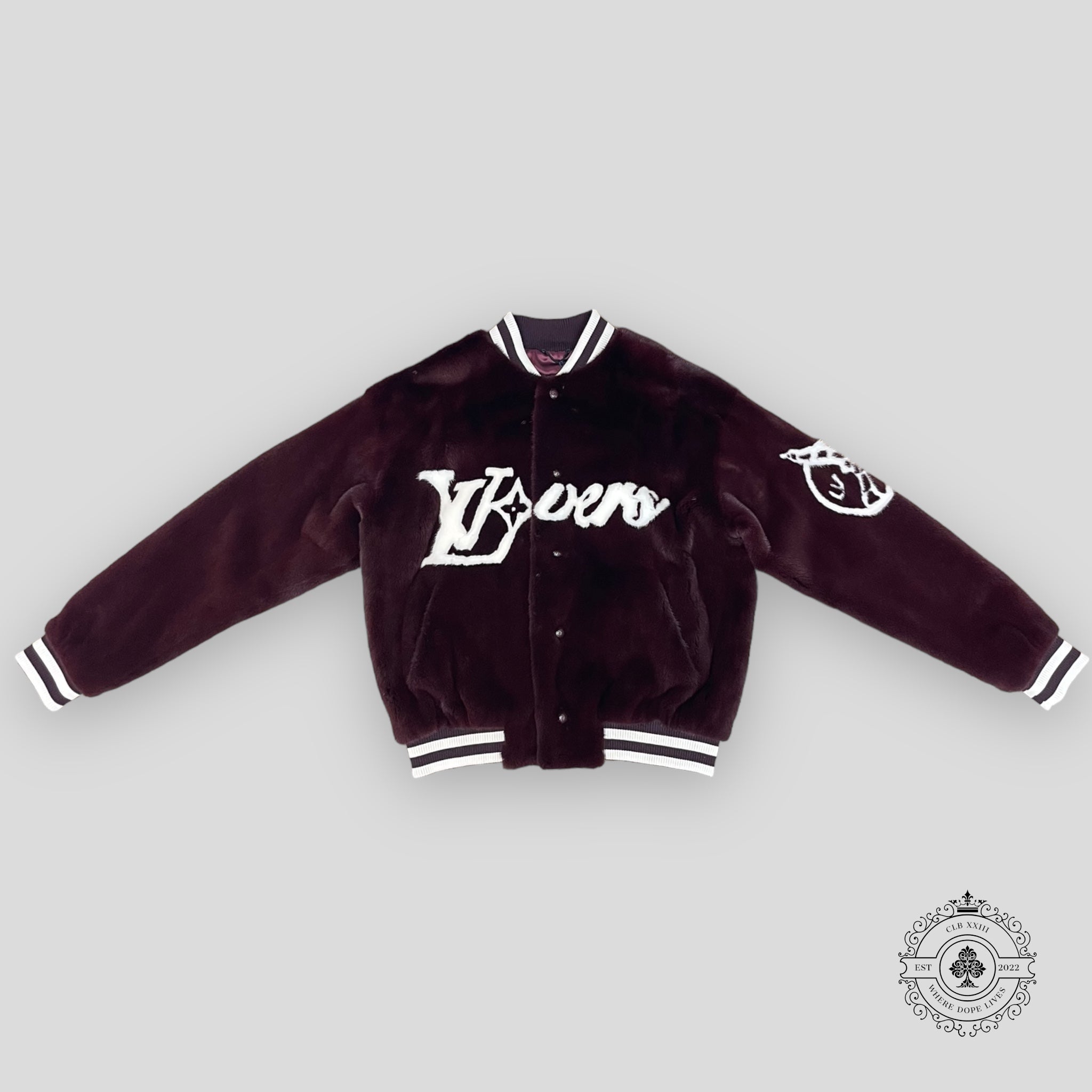 Blouson bombardier Louis Vuitton Lovers en vison marron