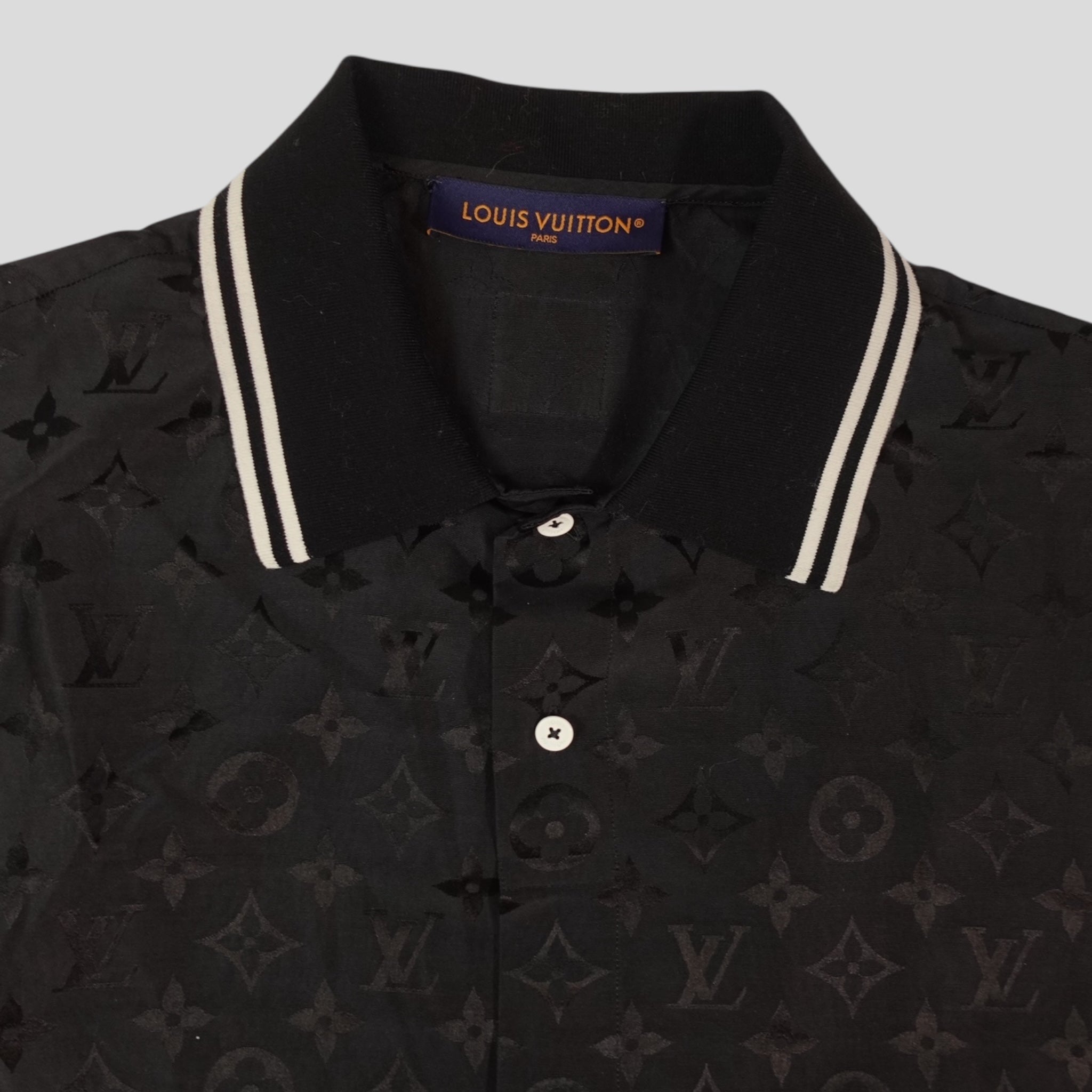 Chemise en soie jacquard Monogram Moiré noire Louis Vuitton