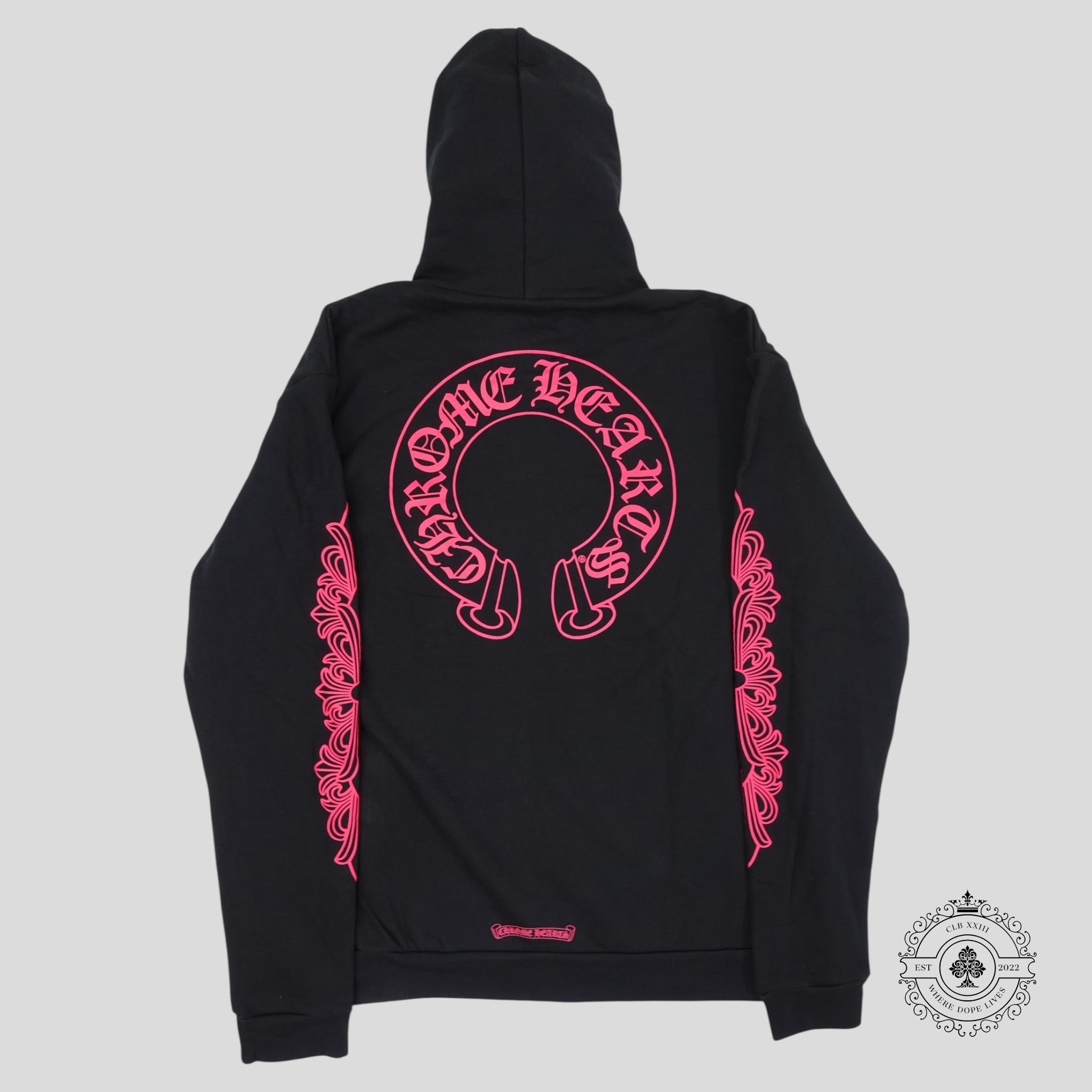 Sweat à capuche zippé Chrome Hearts Horseshoe en noir et rose