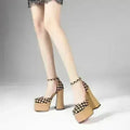 Talons Aiguilles Cuir Plateforme Soirée Talons Hauts Talon Épais Bicolore