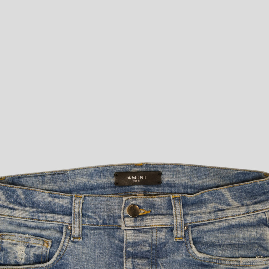 Jeans Amiri MX1 en cuir vieilli indigo clair