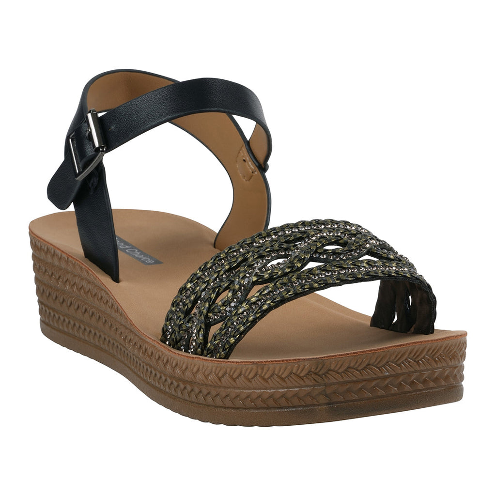 Sandales Fay noires à brides croisées et ornements pour femme