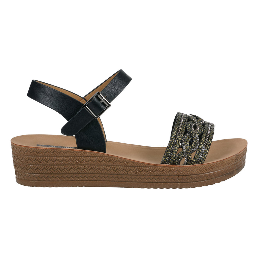 Sandales Fay noires à brides croisées et ornements pour femme