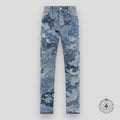 Jean droit en denim camouflage patchwork Amiri