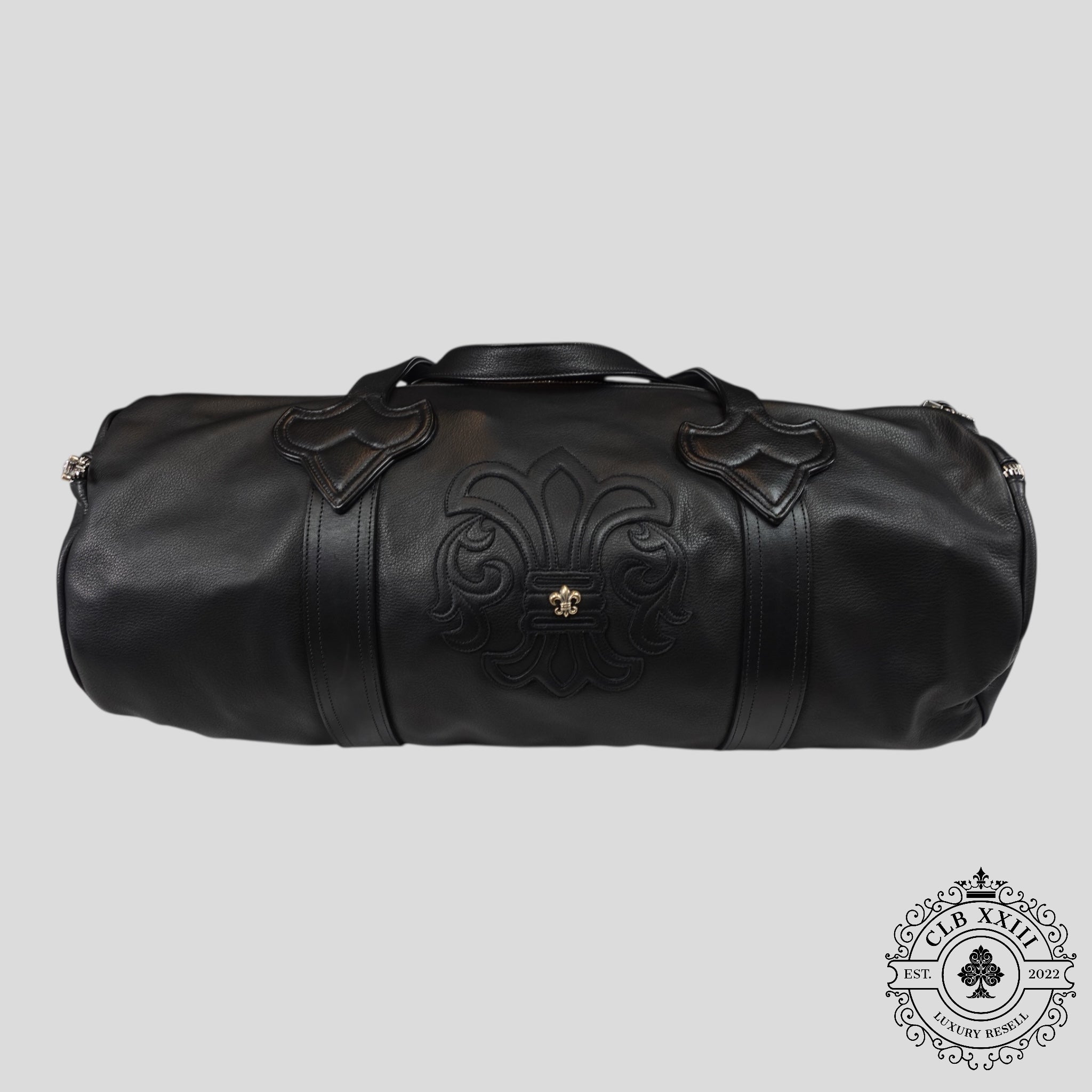 Sac de Voyage en Cuir Noir Chrome Hearts à Motif Fleur
