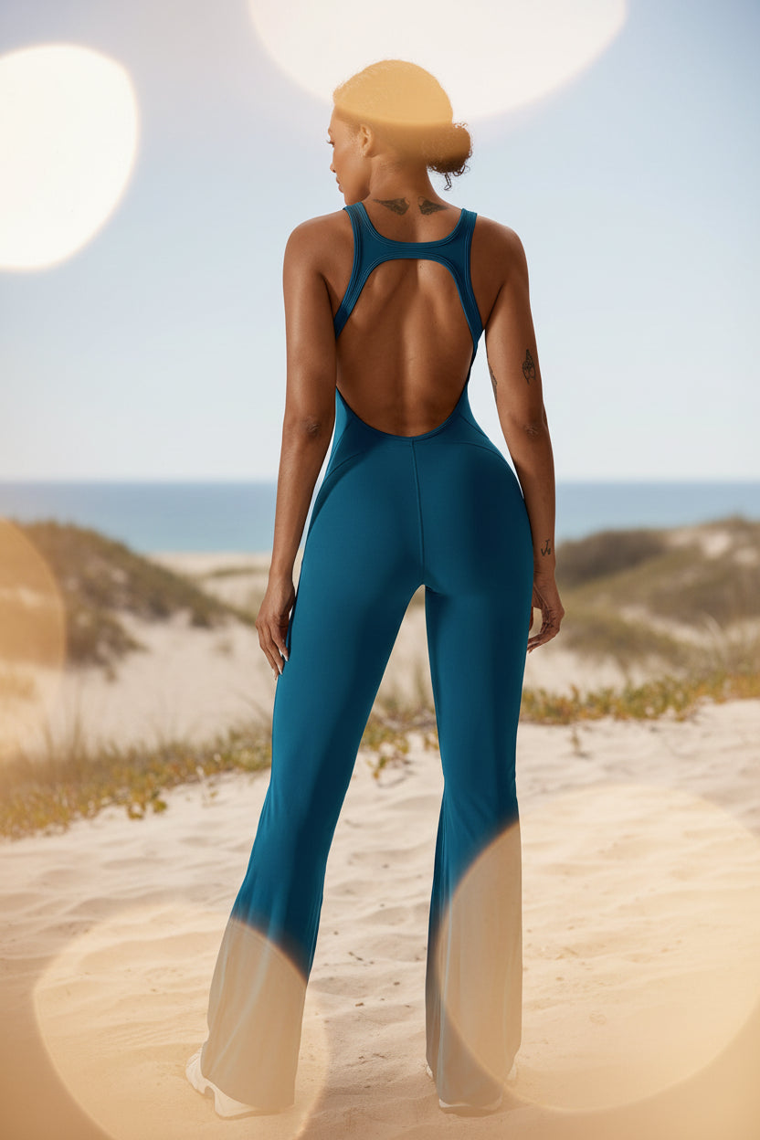 Combinaison pantalon longue moulante sans manches pour femme – Style Sport Décontracté